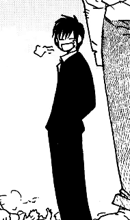 wolfwood sighs with a smile after laughing so hard