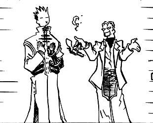 the sheriff smiles cockily as vash claps for him