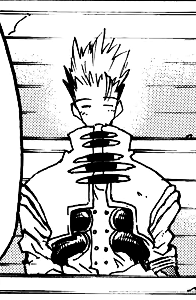 vash sitting in church, practically glowing