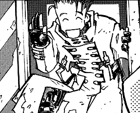 vash waves goodbye with a silly grin