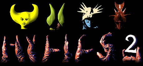 hylics 2 logo with the four main characters' heads above it