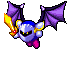 sprite of meta knight holding his sword and flapping his wings from kirby: nightmare in dreamland