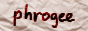 button with a crumpled paper texture that reads 'phrogee' in red ink