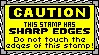 stamp that reads 'caution; this stamp has sharp edges; do not touch the edges of this stamp'